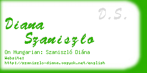 diana szaniszlo business card