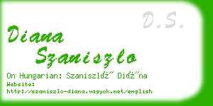 diana szaniszlo business card